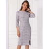 image:imageAllegra K Tweed Dress for Womens Boat Neck 34 Sleeve Elegant Work Pencil Sheath DressWhite Purple