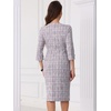 image:imageAllegra K Tweed Dress for Womens Boat Neck 34 Sleeve Elegant Work Pencil Sheath DressWhite Purple