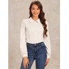 image:imageAllegra K Womens Bodysuit Button Up Peter Pan Collar Shirt Long Sleeve Business Work Tops Body SuitBeige