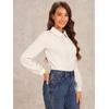 image:imageAllegra K Womens Bodysuit Button Up Peter Pan Collar Shirt Long Sleeve Business Work Tops Body SuitBeige