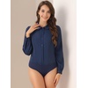 image:imageAllegra K Womens Bodysuit Button Up Peter Pan Collar Shirt Long Sleeve Business Work Tops Body SuitDark Blue