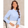 image:imageAllegra K Womens Bodysuit Button Up Peter Pan Collar Shirt Long Sleeve Business Work Tops Body SuitLight Blue