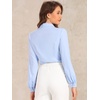 image:imageAllegra K Womens Bodysuit Button Up Peter Pan Collar Shirt Long Sleeve Business Work Tops Body SuitLight Blue