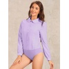image:imageAllegra K Womens Bodysuit Button Up Peter Pan Collar Shirt Long Sleeve Business Work Tops Body SuitLight Purple