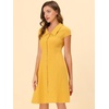 image:imageAllegra K Womens Cap Sleeve Cotton Shirtdress Work Collar Midi Button Down DressYellow