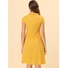 image:imageAllegra K Womens Cap Sleeve Cotton Shirtdress Work Collar Midi Button Down DressYellow