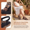 image:imageAllegra K Womens Rhinestone Knot Flat Bohemian Ankle Elastic SandalsBlack2