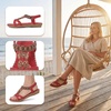 image:imageAllegra K Womens Rhinestone Knot Flat Bohemian Ankle Elastic SandalsBurgundy