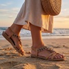 image:imageAllegra K Womens Rhinestone Knot Flat Bohemian Ankle Elastic SandalsGinger