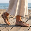 image:imageAllegra K Womens Rhinestone Knot Flat Bohemian Ankle Elastic SandalsKhaki2