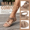 image:imageAllegra K Womens Rhinestone Knot Flat Bohemian Ankle Elastic SandalsKhaki2