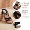 image:imageAllegra K Womens Rhinestone Knot Flat Bohemian Ankle Elastic SandalsLight Black