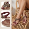image:imageAllegra K Womens Rhinestone Knot Flat Bohemian Ankle Elastic SandalsRed