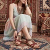 image:imageAllegra K Womens Rhinestone Knot Flat Bohemian Ankle Elastic SandalsRed