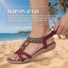 image:imageAllegra K Womens Rhinestone Knot Flat Bohemian Ankle Elastic SandalsRed