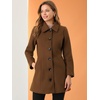image:imageAllegra K Womens Single Breasted Pea Coats Peter Pan Collar Warm Winter Outwear Casual Work Office OvercoatBrown