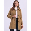 image:imageAllegra K Womens Single Breasted Pea Coats Peter Pan Collar Warm Winter Outwear Casual Work Office OvercoatDark Camel