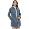 image:imageAllegra K Womens Single Breasted Pea Coats Peter Pan Collar Warm Winter Outwear Casual Work Office OvercoatGrey Blue