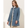 image:imageAllegra K Womens Single Breasted Pea Coats Peter Pan Collar Warm Winter Outwear Casual Work Office OvercoatGrey Blue
