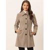 image:imageAllegra K Womens Single Breasted Pea Coats Peter Pan Collar Warm Winter Outwear Casual Work Office OvercoatLight Brown