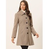 image:imageAllegra K Womens Single Breasted Pea Coats Peter Pan Collar Warm Winter Outwear Casual Work Office OvercoatLight Brown