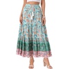 image:imageAllegra K Boho Skirt for Womens Casual Peasant Floral Bohemian Tassels Elastic Waist Maxi SkirtsPink