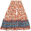 image:imageAllegra K Boho Skirt for Womens Casual Peasant Floral Bohemian Tassels Elastic Waist Maxi SkirtsRed