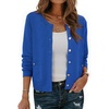 image:imageAllegra K Cardigan Sweaters for Women Collarless Button Up Dressy Chunky Knit CardigansRoyal Blue