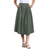 image:imageAllegra K Cotton Midi Skirt for Womens Summer Casual Button Decor Elastic Waist ALine Skirts with PocketArmy Green