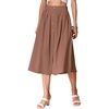 image:imageAllegra K Cotton Midi Skirt for Womens Summer Casual Button Decor Elastic Waist ALine Skirts with PocketBrown