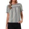image:imageAllegra K Gingham Tops for Womens Peasant Plaid Smocked Ruffle Puff Sleeve BlousesBlack