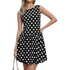 image:imageAllegra K Polka Dot Dress for Women Casual Summer Sleeveless Tank Dress Boat Neck Y2K Bubble DressesBlack