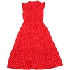 image:imageAllegra K Polka Dots Midi Dress for Womens Peasant Tie Neck Ruffle Sleeve DressesRed