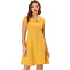 image:imageAllegra K Womens Cap Sleeve Cotton Shirtdress Work Collar Midi Button Down DressYellow
