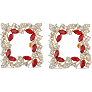 image:imageAllegra K 2 PCS Womens Square Rhinestones Shoe Clips Pearls Removable Buckles Shoe Decorations for GiftsRed