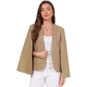 image:imageAllegra K Cape Sleeve Blazer for Womens Business Work Open Front Casual Jacket CoatLight Brown