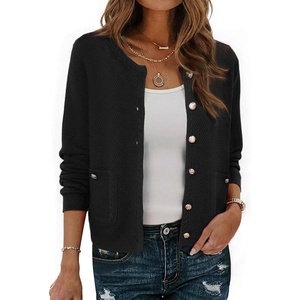 image:imageAllegra K Cardigan Sweaters for Women Collarless Button Up Dressy Chunky Knit CardigansBlack