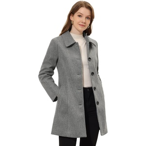 image:imageAllegra K Womens Single Breasted Pea Coats Peter Pan Collar Warm Winter Outwear Casual Work Office OvercoatGrey