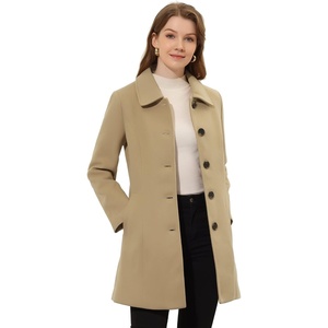 image:imageAllegra K Womens Single Breasted Pea Coats Peter Pan Collar Warm Winter Outwear Casual Work Office OvercoatKhaki