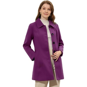 image:imageAllegra K Womens Single Breasted Pea Coats Peter Pan Collar Warm Winter Outwear Casual Work Office OvercoatPurple