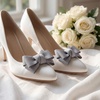 image:imageAllegra K 2 PCS Womens Bow Shoe Clips Rhinestone Satin Shoe Buckle Removable Decorative Clips for Heels FlatsGrayBow