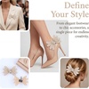 image:imageAllegra K 2 PCS Womens Bow Shoe Clips Rhinestone Satin Shoe Buckle Removable Decorative Clips for Heels FlatsLight YellowTwist