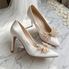image:imageAllegra K 2 PCS Womens Bow Shoe Clips Rhinestone Satin Shoe Buckle Removable Decorative Clips for Heels FlatsLight YellowTwist