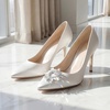 image:imageAllegra K 2 PCS Womens Rhinestone Shoe Clips Detachable Crystal Shoe Buckle Clips for Wedding PartySilverHeart