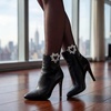 image:imageAllegra K 2 PCS Womens Rhinestone Shoe Clips Detachable Crystal Shoe Buckle Clips for Wedding PartySilverHeart