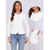image:imageAllegra K Collarless Jackets for Women Business Casual Blazer Button Down Fitted Long Sleeve Office Work Suit JacketWhite