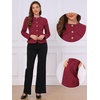 image:imageAllegra K Collarless Jackets for Women Business Casual Blazer Button Down Fitted Long Sleeve Office Work Suit JacketWine Red