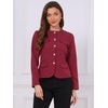 image:imageAllegra K Collarless Jackets for Women Business Casual Blazer Button Down Fitted Long Sleeve Office Work Suit JacketWine Red
