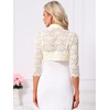 image:imageAllegra K Elegant Lace Bolero Shrug for Women 34 Sleeve Stand Collar Sheer Floral Lace Cardigan TopApricot
