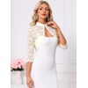 image:imageAllegra K Elegant Lace Bolero Shrug for Women 34 Sleeve Stand Collar Sheer Floral Lace Cardigan TopApricot
